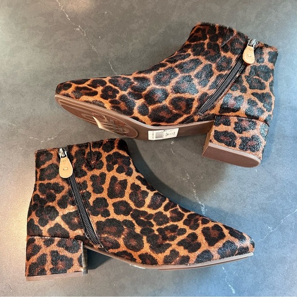 Gentle Souls sz 9.5 calf hair leather Leopard Print Ankle Booties NEW! - Picture 8 of 15
